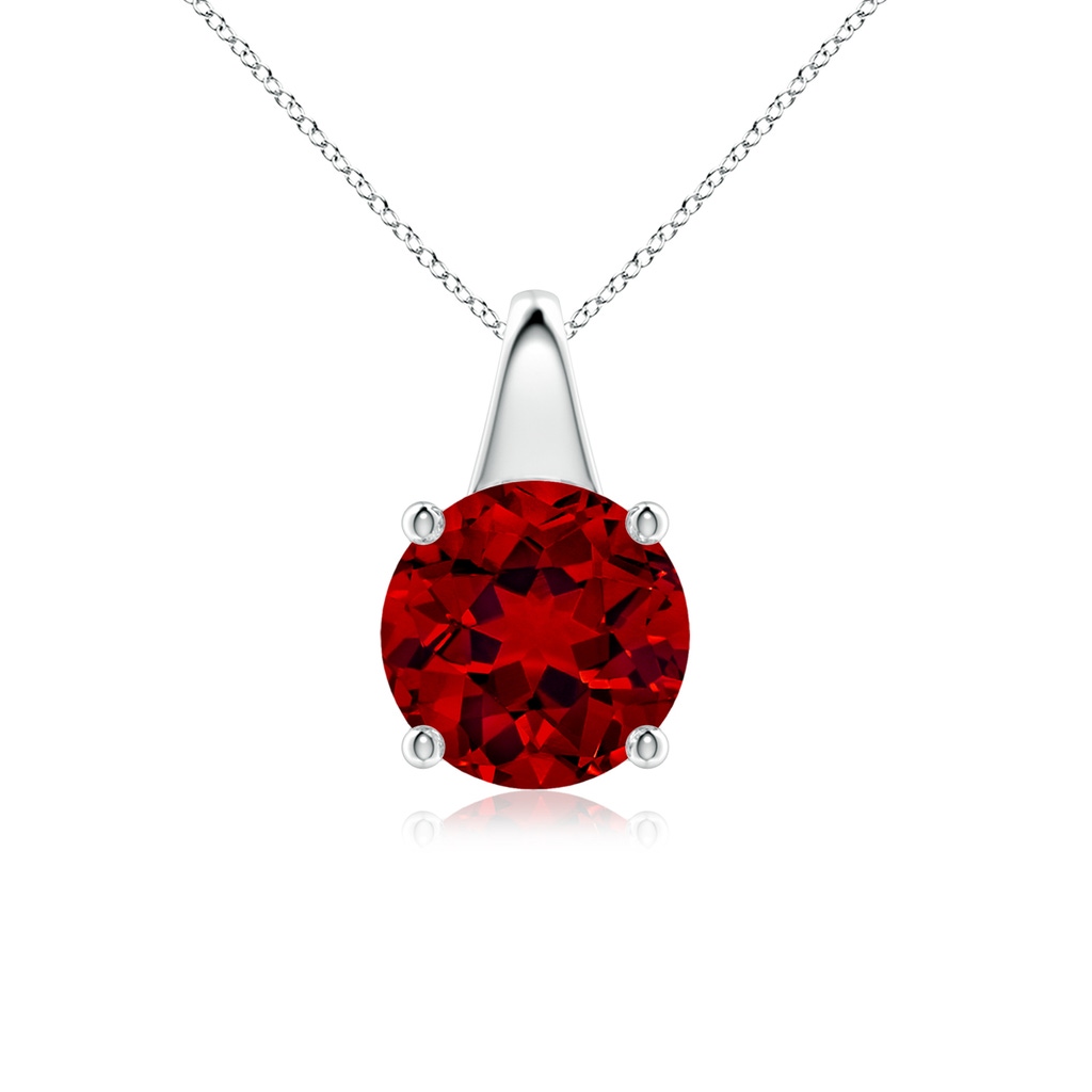 8mm Labgrown Lab-Grown Round Ruby Solitaire Pendant in White Gold