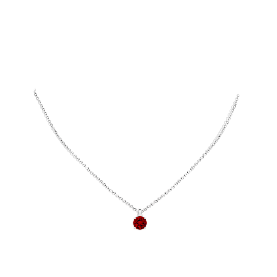 8mm Labgrown Lab-Grown Round Ruby Solitaire Pendant in White Gold pen