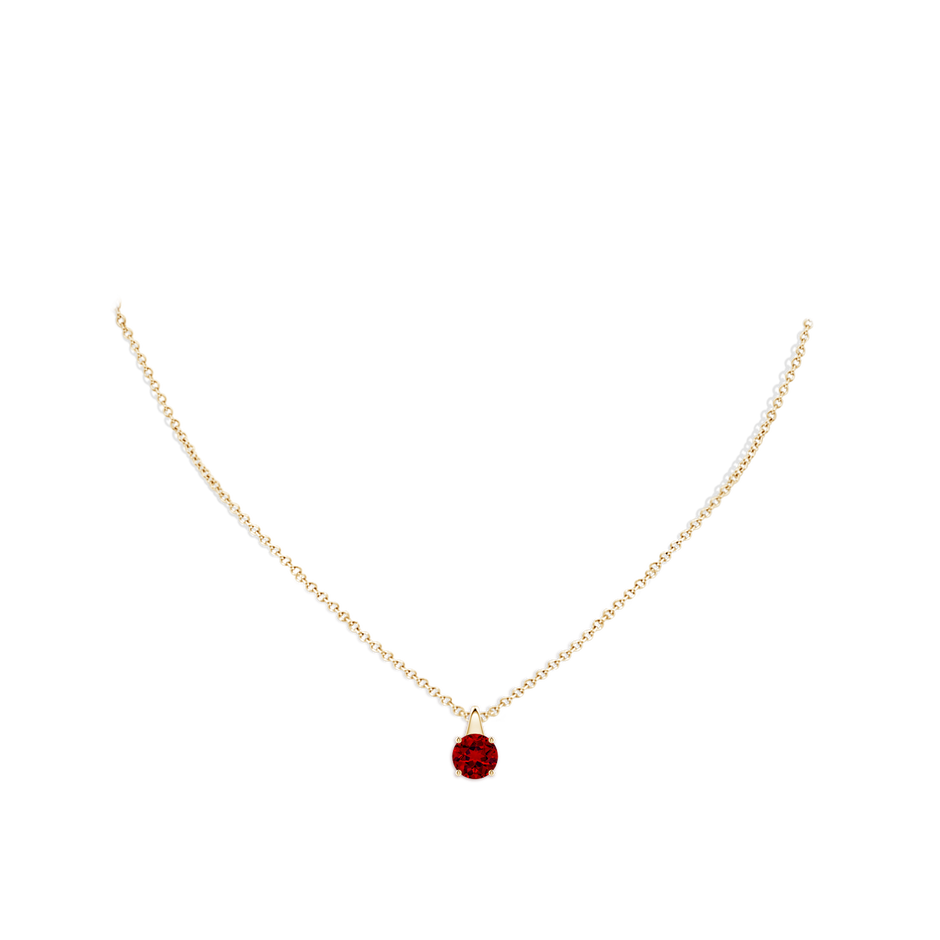 8mm Labgrown Lab-Grown Round Ruby Solitaire Pendant in Yellow Gold pen