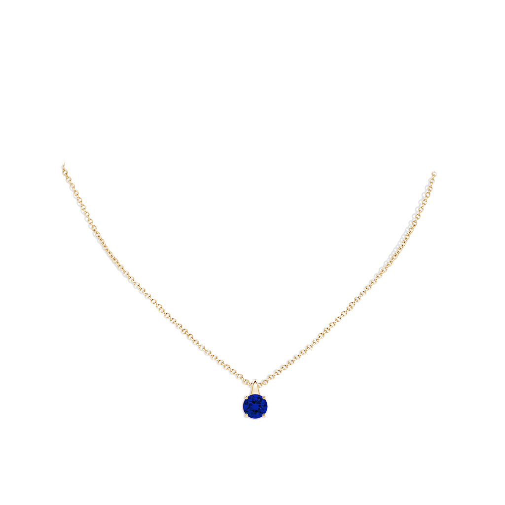 8mm Labgrown Lab-Grown Round Blue Sapphire Solitaire Pendant in Yellow Gold pen