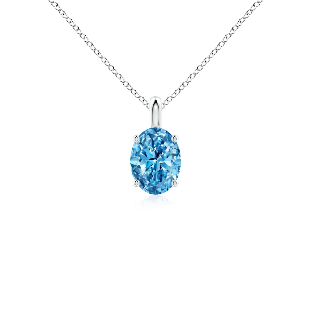 7.3x5.2mm Labgrown Solitaire Oval Lab-Grown Fancy Intense Blue Diamond Classic Pendant in P950 Platinum