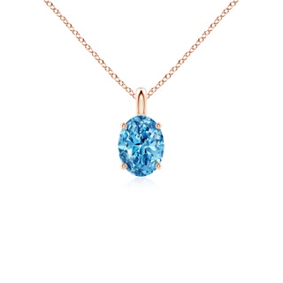 7.3x5.2mm Labgrown Solitaire Oval Lab-Grown Fancy Intense Blue Diamond Classic Pendant in Rose Gold