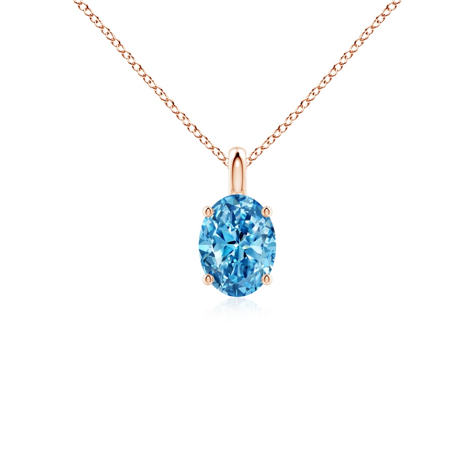 7.3x5.2mm Labgrown Solitaire Oval Lab-Grown Fancy Intense Blue Diamond Classic Pendant in Rose Gold 