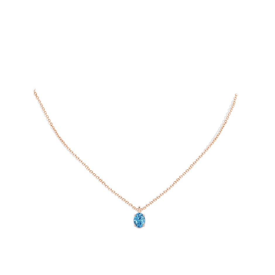 7.3x5.2mm Labgrown Solitaire Oval Lab-Grown Fancy Intense Blue Diamond Classic Pendant in Rose Gold pen