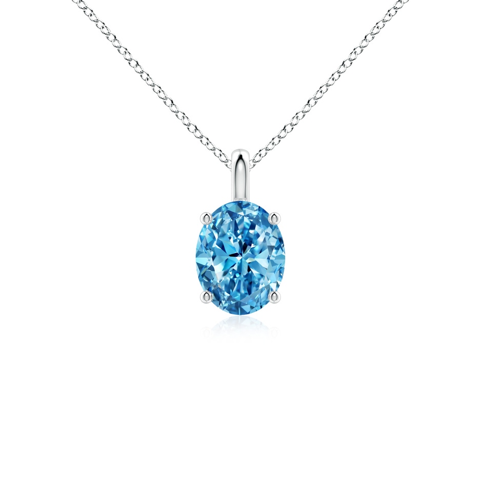 7.7x5.7mm Labgrown Solitaire Oval Lab-Grown Fancy Intense Blue Diamond Classic Pendant in P950 Platinum 