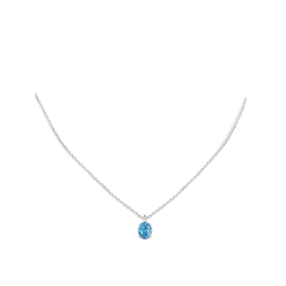 7.7x5.7mm Labgrown Solitaire Oval Lab-Grown Fancy Intense Blue Diamond Classic Pendant in White Gold pen