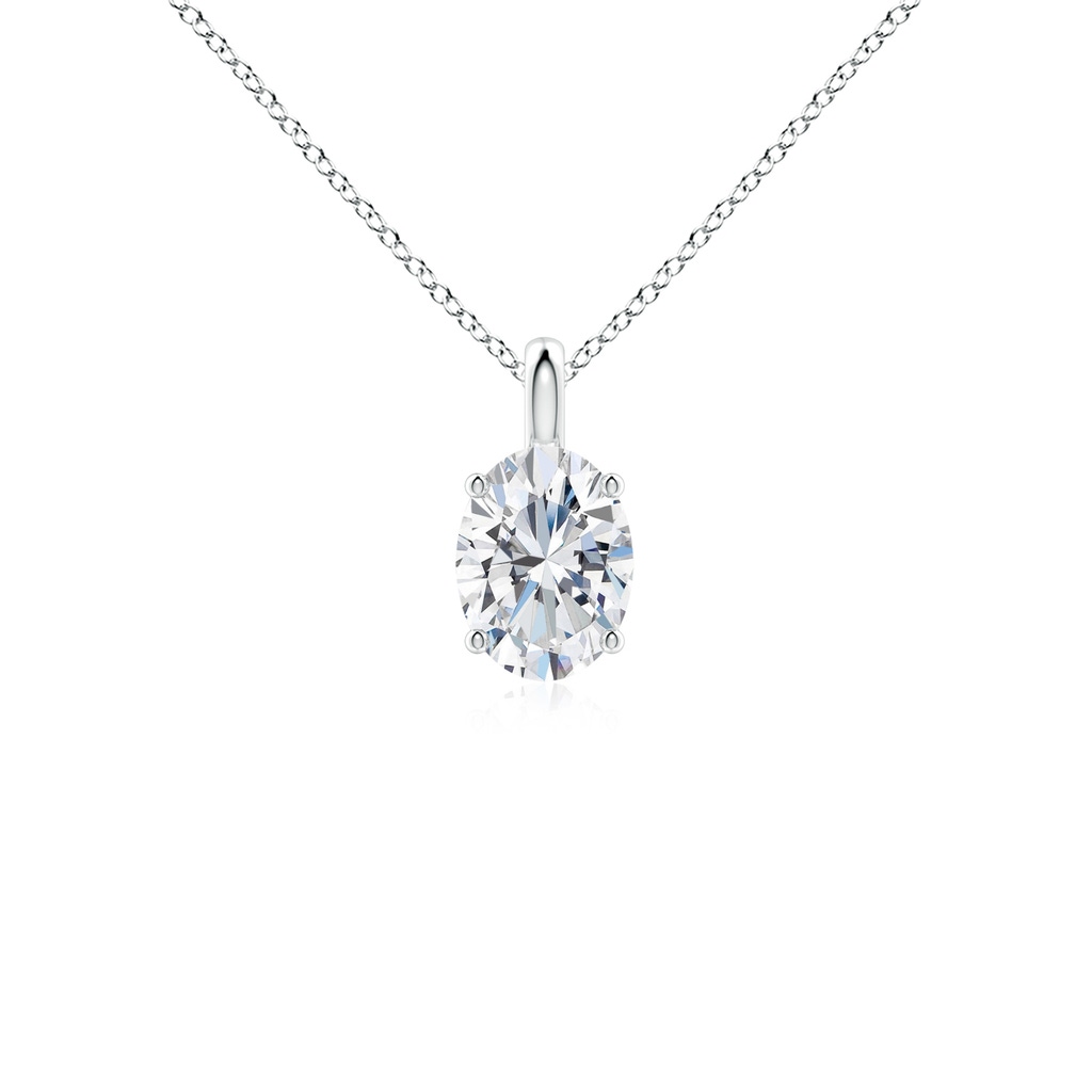 7.3x5.2mm FGVS Lab-Grown Solitaire Oval Diamond Classic Pendant in 18K White Gold