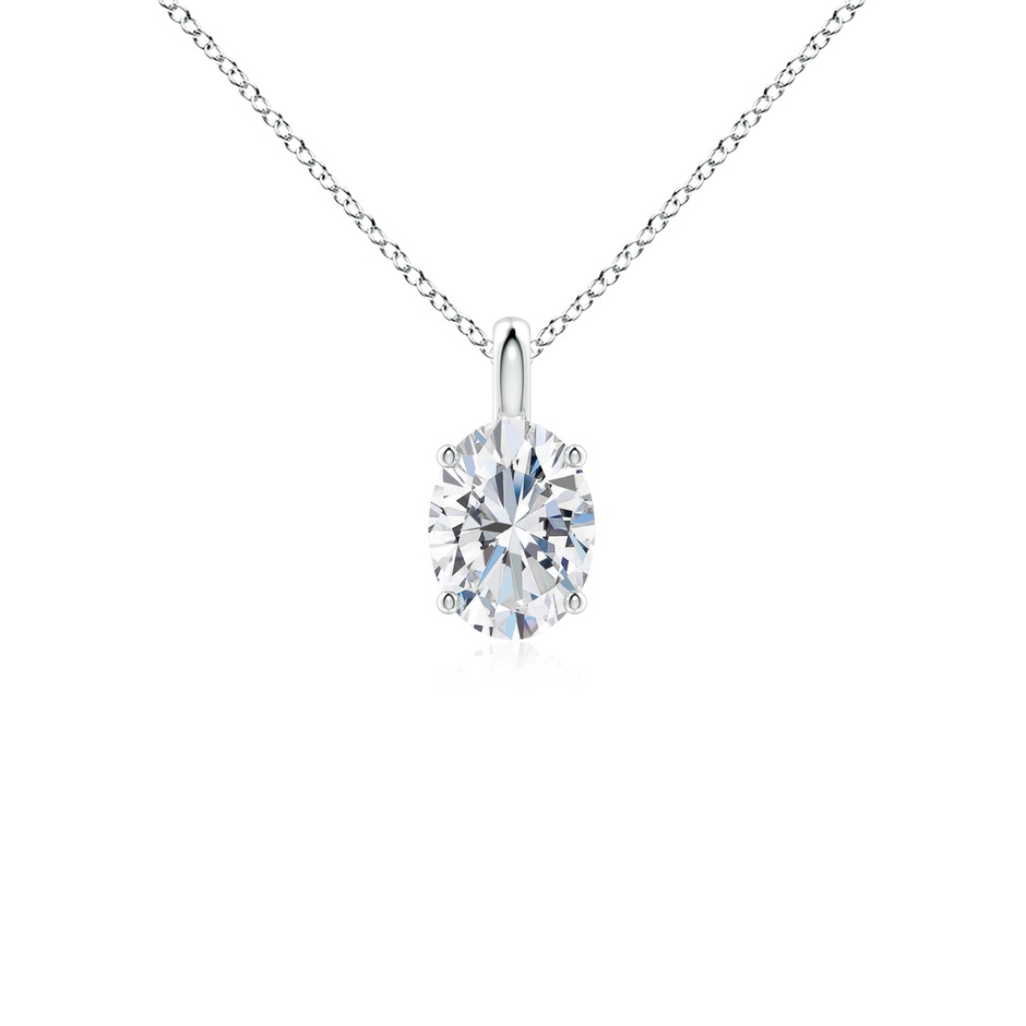 7.3x5.2mm FGVS Lab-Grown Solitaire Oval Diamond Classic Pendant in 18K White Gold 