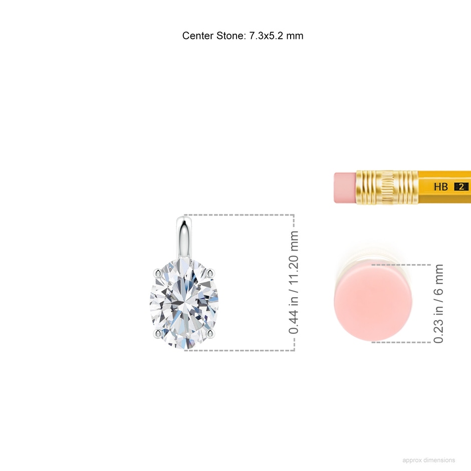 7.3x5.2mm FGVS Lab-Grown Solitaire Oval Diamond Classic Pendant in P950 Platinum ruler