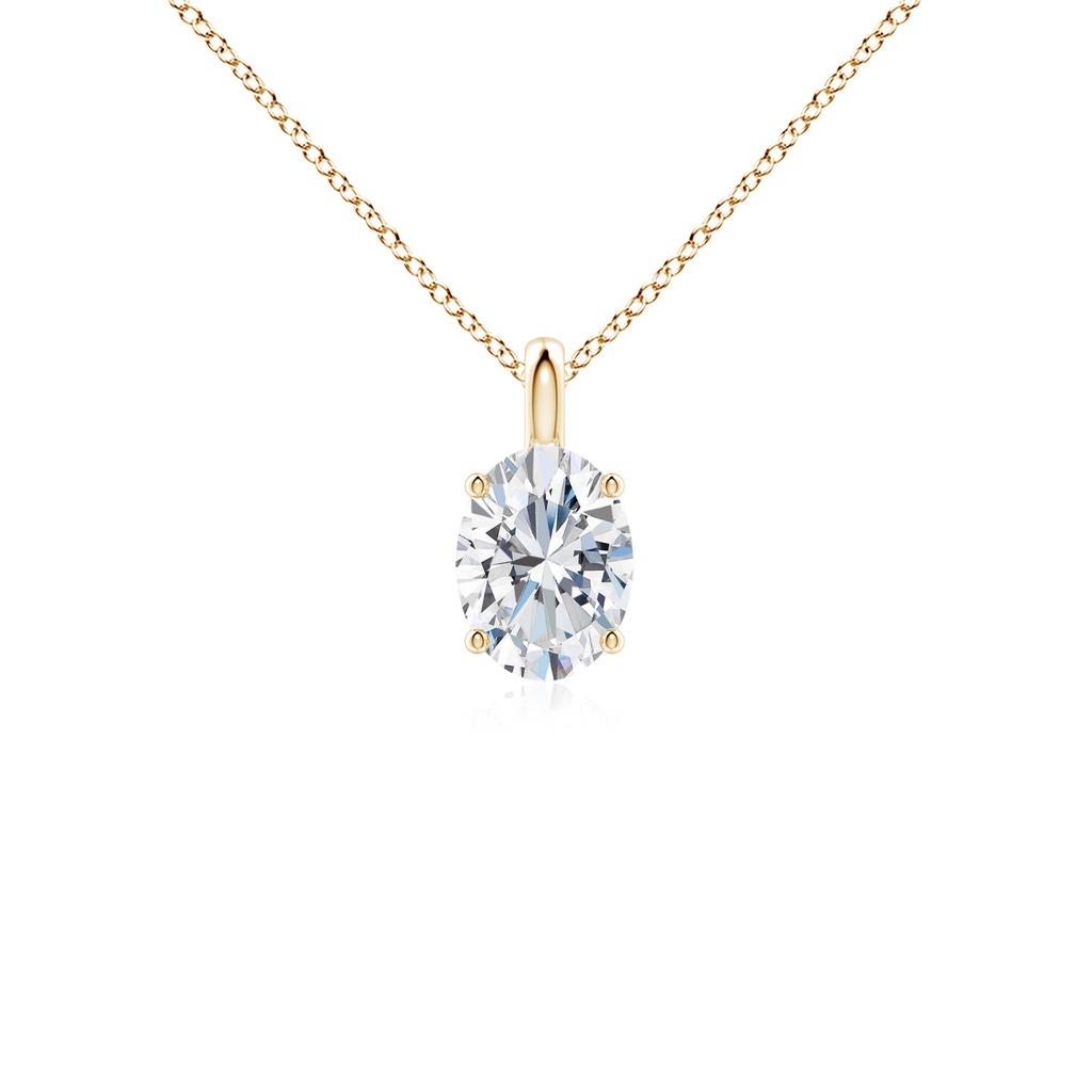 7.3x5.2mm FGVS Lab-Grown Solitaire Oval Diamond Classic Pendant in Yellow Gold