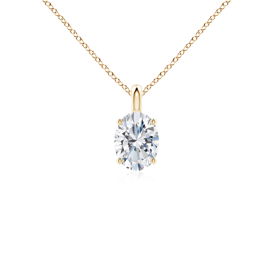 7.3x5.2mm FGVS Lab-Grown Solitaire Oval Diamond Classic Pendant in Yellow Gold 