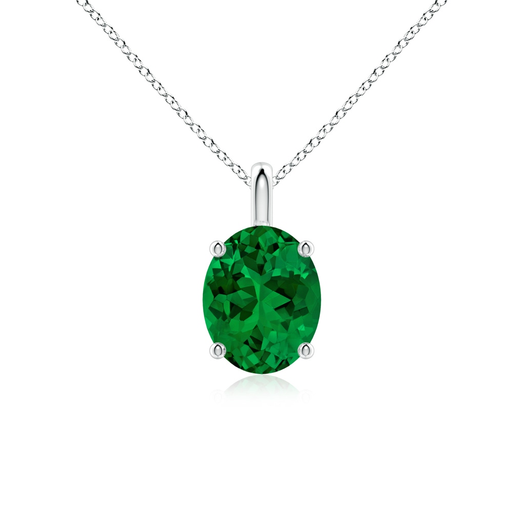 10x8mm Labgrown Lab-Grown Solitaire Oval Emerald Classic Pendant in P950 Platinum