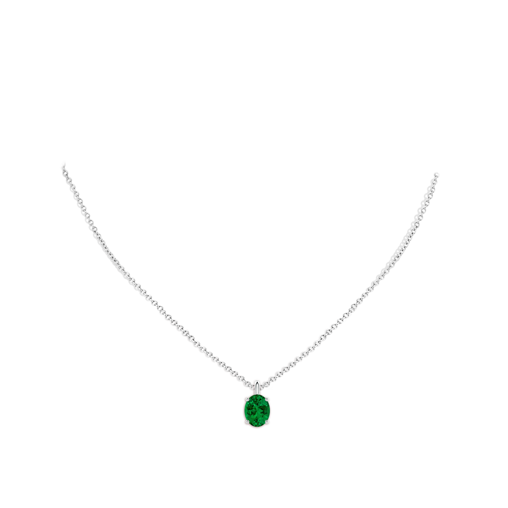 9x7mm Labgrown Lab-Grown Solitaire Oval Emerald Classic Pendant in White Gold pen