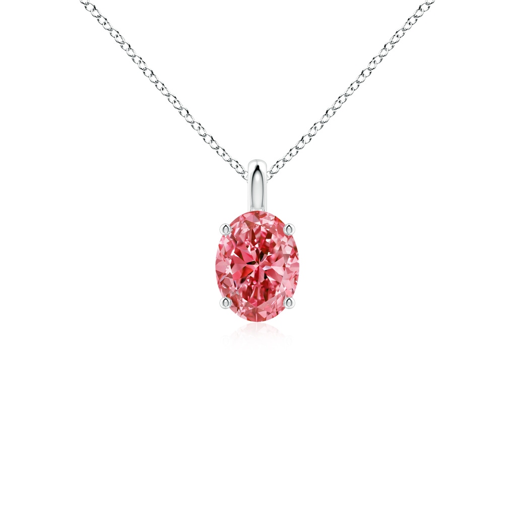 7.3x5.2mm Labgrown Solitaire Oval Lab-Grown Fancy Intense Pink Diamond Classic Pendant in P950 Platinum