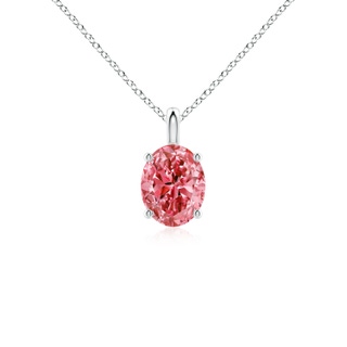 7.7x5.7mm Labgrown Solitaire Oval Lab-Grown Fancy Intense Pink Diamond Classic Pendant in P950 Platinum