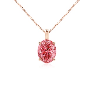 8.5x6.5mm Labgrown Solitaire Oval Lab-Grown Fancy Intense Pink Diamond Classic Pendant in Rose Gold