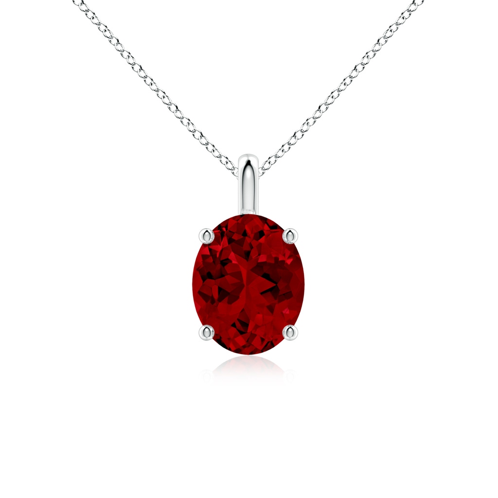 10x8mm Labgrown Lab-Grown Solitaire Oval Ruby Classic Pendant in White Gold