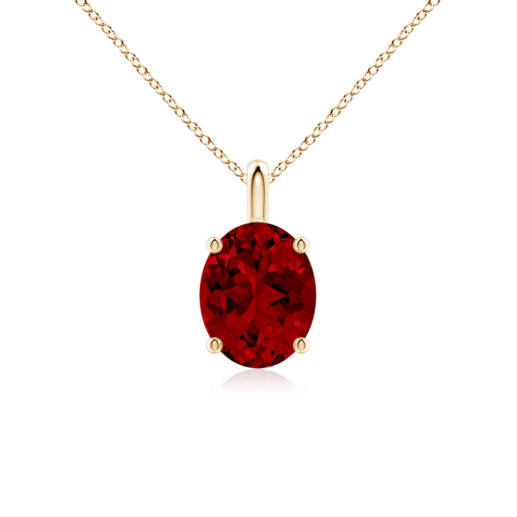 10x8mm Labgrown Lab-Grown Solitaire Oval Ruby Classic Pendant in Yellow Gold