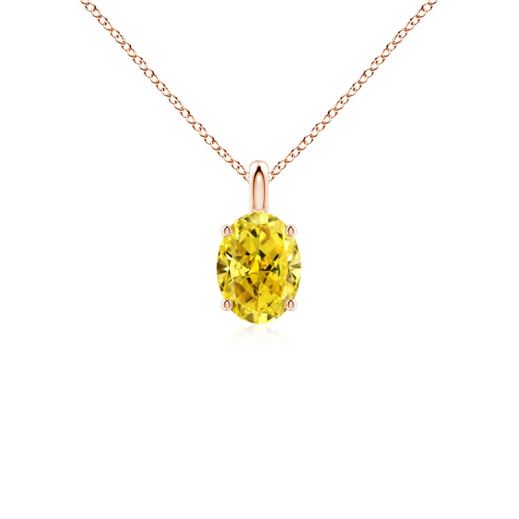 7.3x5.2mm Labgrown Solitaire Oval Lab-Grown Fancy Intense Yellow Diamond Classic Pendant in Rose Gold