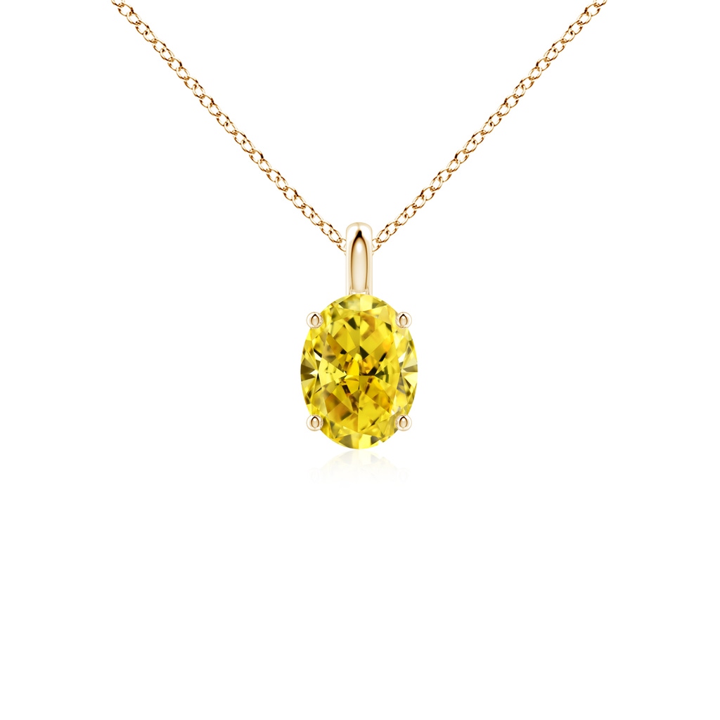 7.3x5.2mm Labgrown Solitaire Oval Lab-Grown Fancy Intense Yellow Diamond Classic Pendant in Yellow Gold