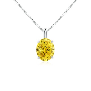 8.5x6.5mm Labgrown Solitaire Oval Lab-Grown Fancy Intense Yellow Diamond Classic Pendant in P950 Platinum