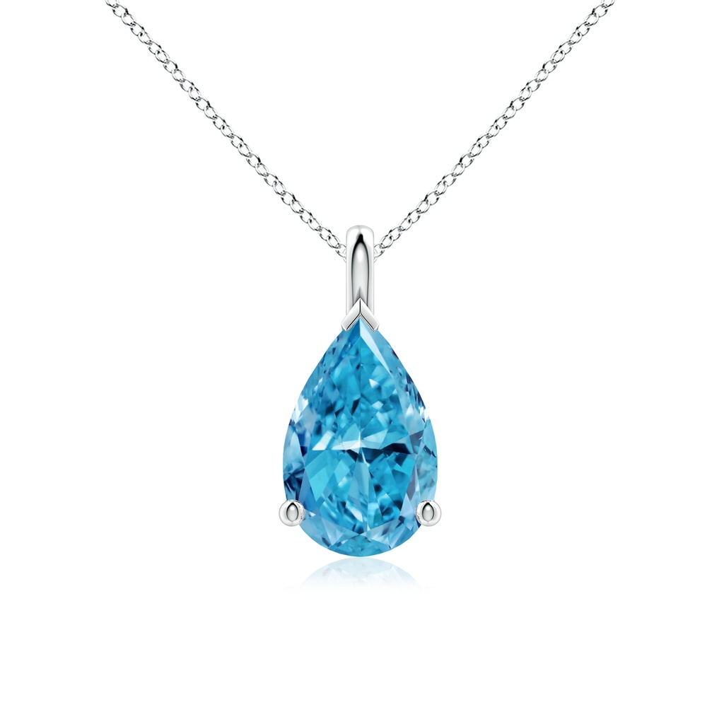 11x7mm Labgrown Solitaire Pear Lab-Grown Fancy Intense Blue Diamond Classic Pendant in P950 Platinum