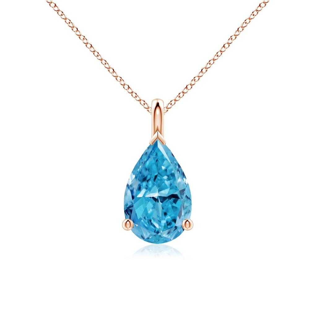 11x7mm Labgrown Solitaire Pear Lab-Grown Fancy Intense Blue Diamond Classic Pendant in Rose Gold