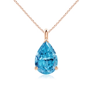 12x8mm Labgrown Solitaire Pear Lab-Grown Fancy Intense Blue Diamond Classic Pendant in 18K Rose Gold