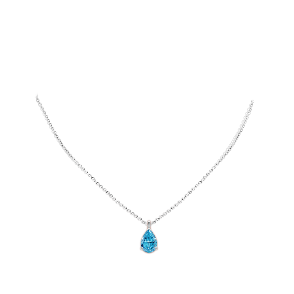 12x8mm Labgrown Solitaire Pear Lab-Grown Fancy Intense Blue Diamond Classic Pendant in White Gold pen