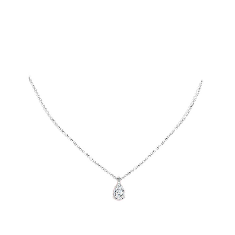 11x7mm FGVS Lab-Grown Solitaire Pear Diamond Classic Pendant in P950 Platinum pen