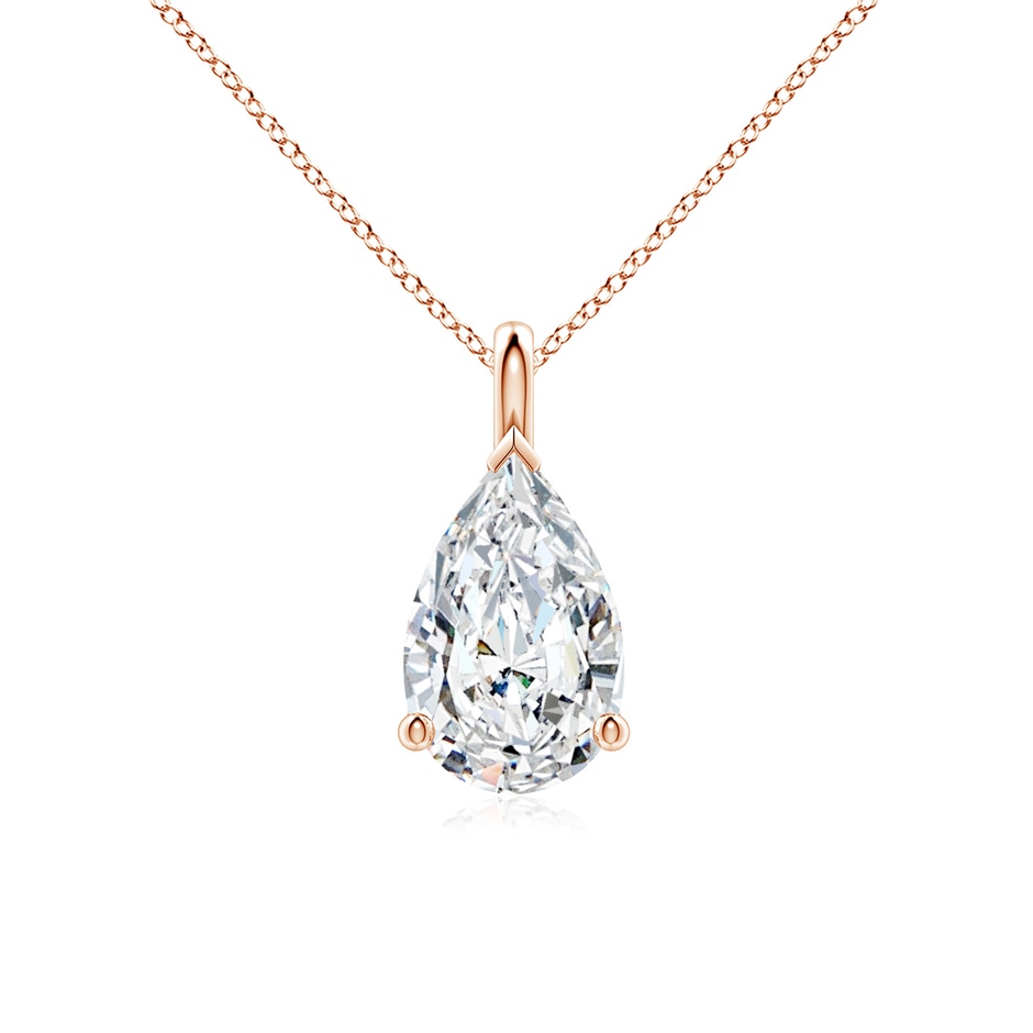 11x7mm FGVS Lab-Grown Solitaire Pear Diamond Classic Pendant in Rose Gold 
