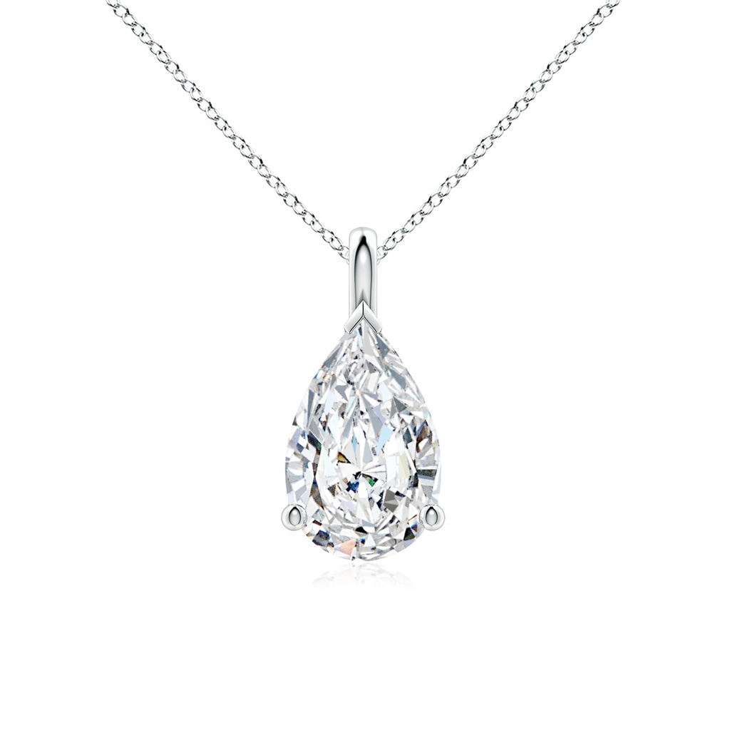 11x7mm FGVS Lab-Grown Solitaire Pear Diamond Classic Pendant in White Gold