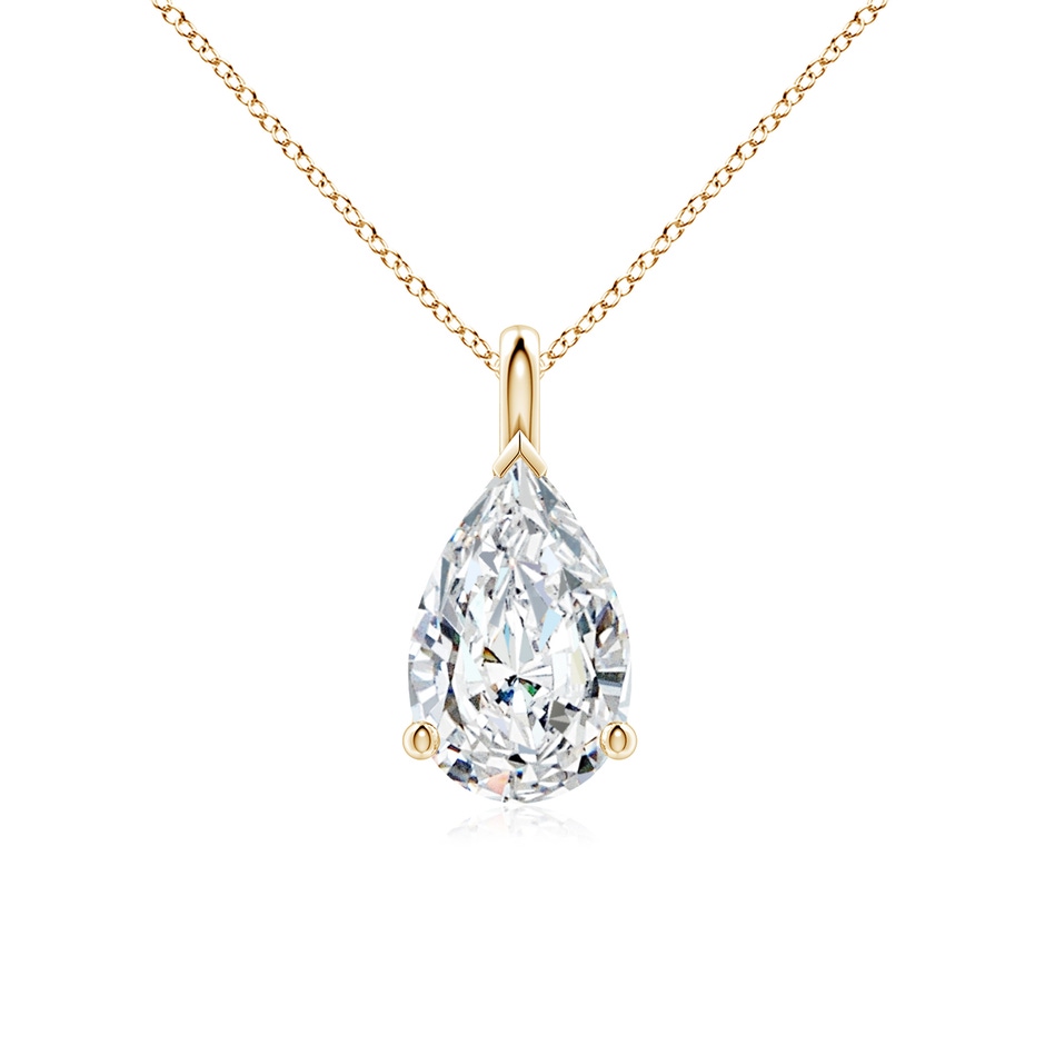 11x7mm FGVS Lab-Grown Solitaire Pear Diamond Classic Pendant in Yellow Gold 