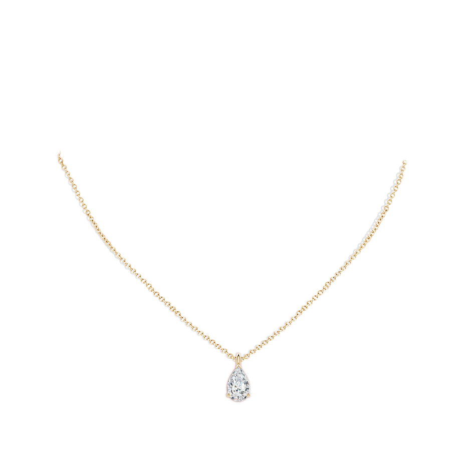 11x7mm FGVS Lab-Grown Solitaire Pear Diamond Classic Pendant in Yellow Gold pen