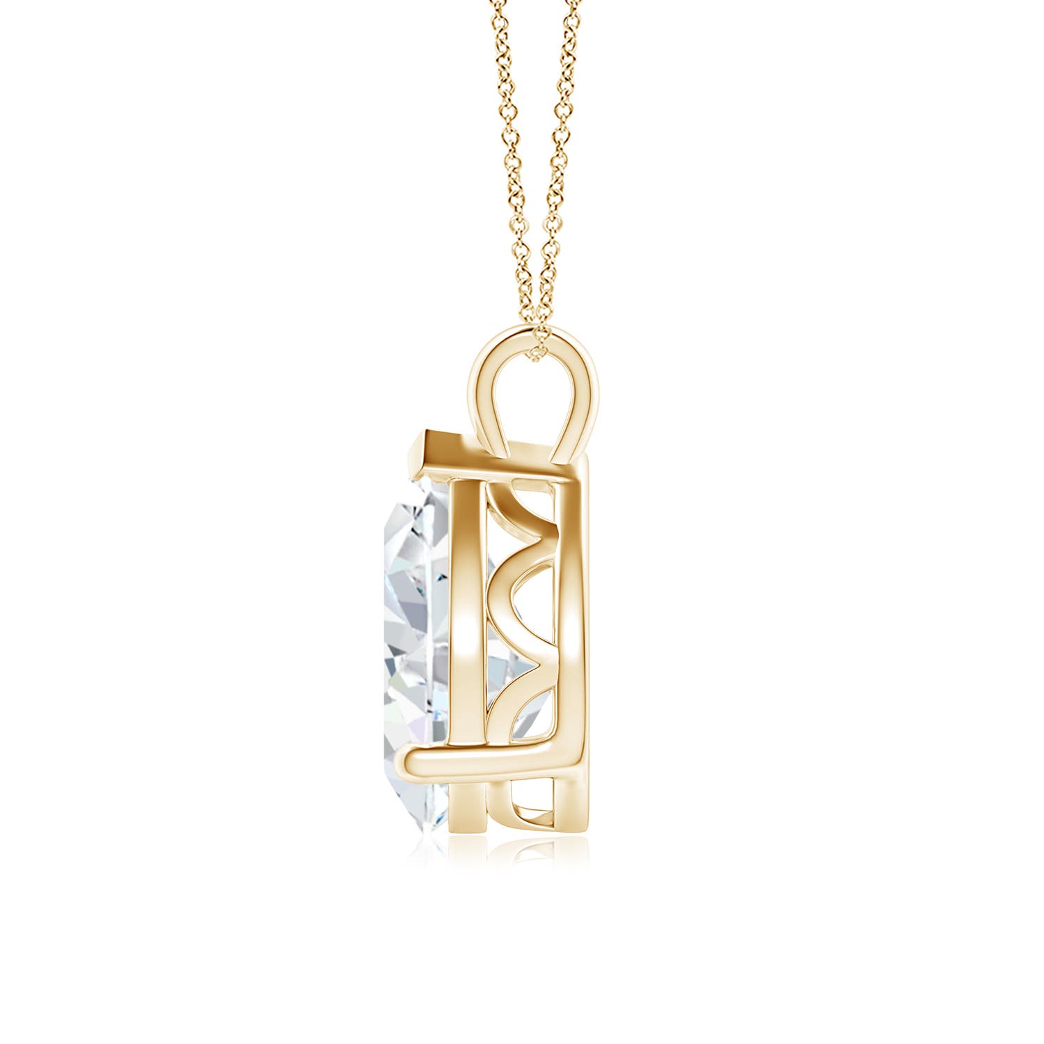 12x8mm FGVS Lab-Grown Solitaire Pear Diamond Classic Pendant in 18K Yellow Gold