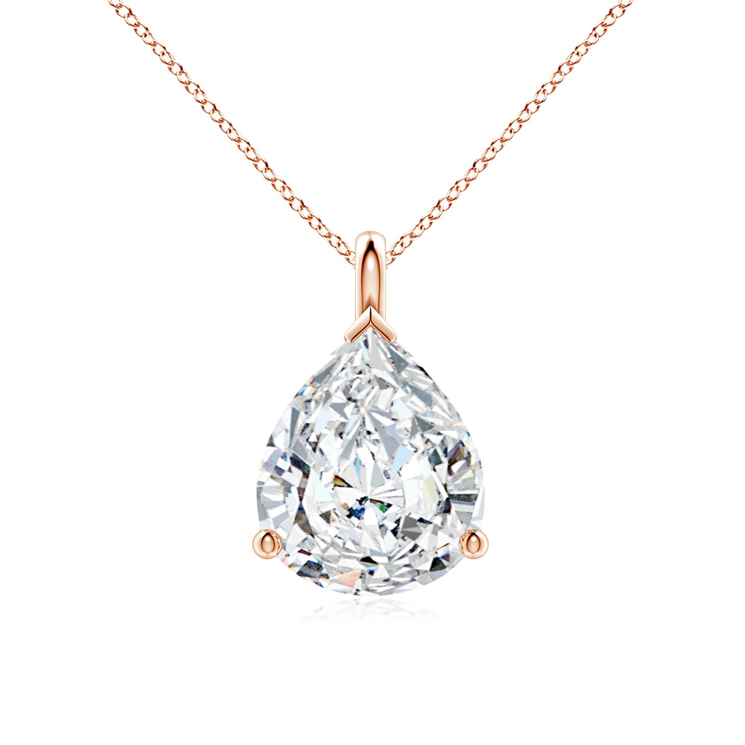 12x8mm FGVS Lab-Grown Solitaire Pear Diamond Classic Pendant in Rose Gold