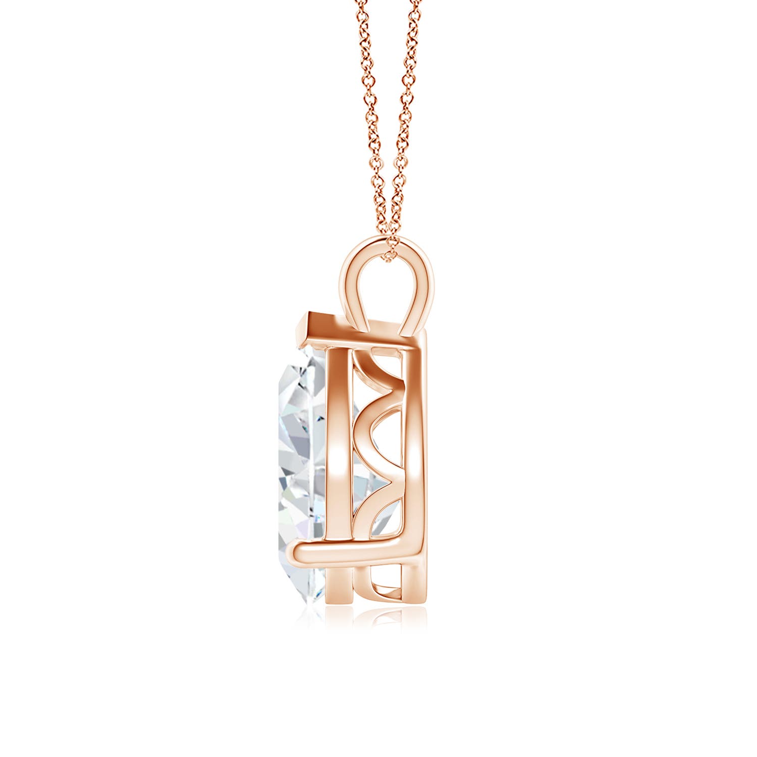 12x8mm FGVS Lab-Grown Solitaire Pear Diamond Classic Pendant in Rose Gold