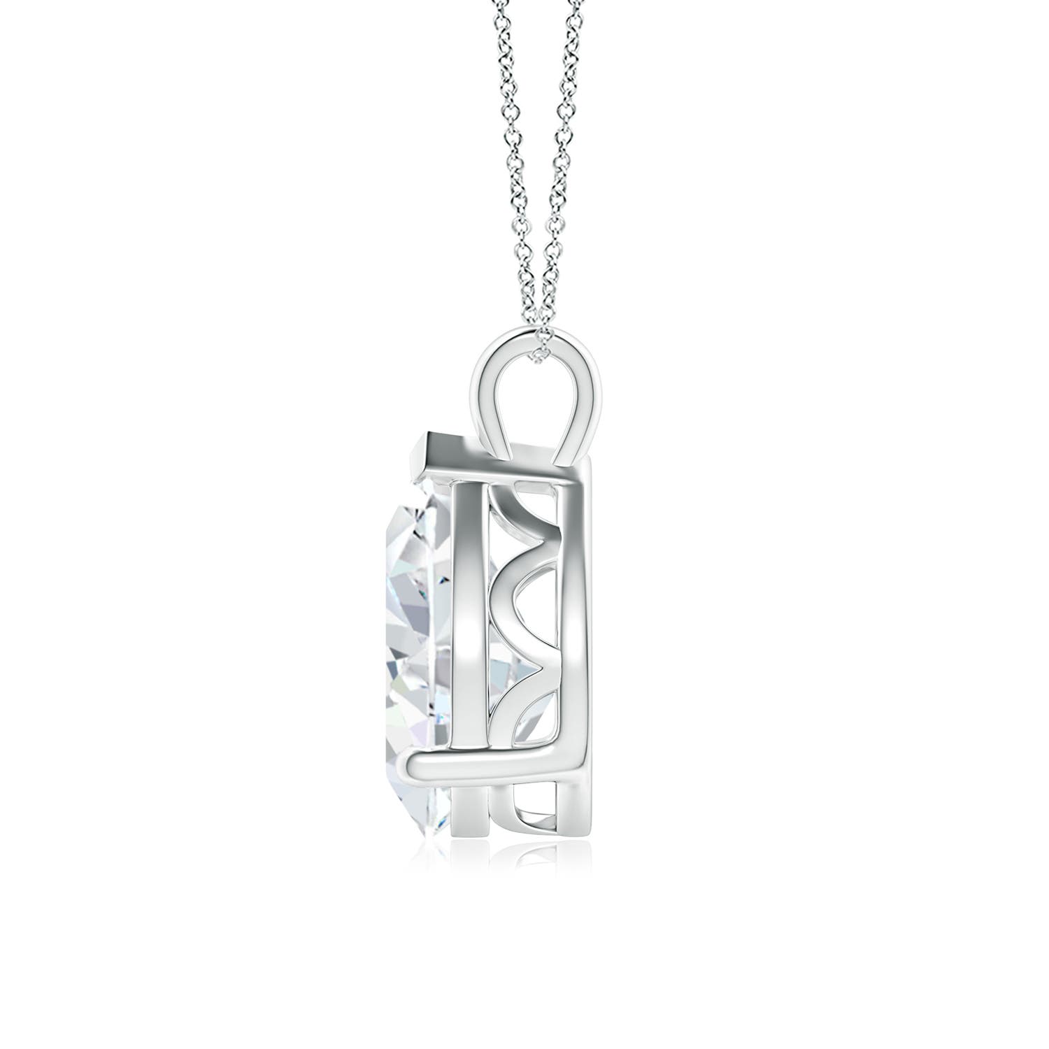 12x8mm FGVS Lab-Grown Solitaire Pear Diamond Classic Pendant in White Gold