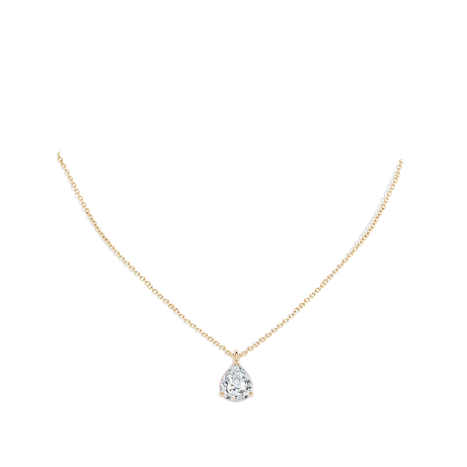 12x8mm FGVS Lab-Grown Solitaire Pear Diamond Classic Pendant in Yellow Gold pen