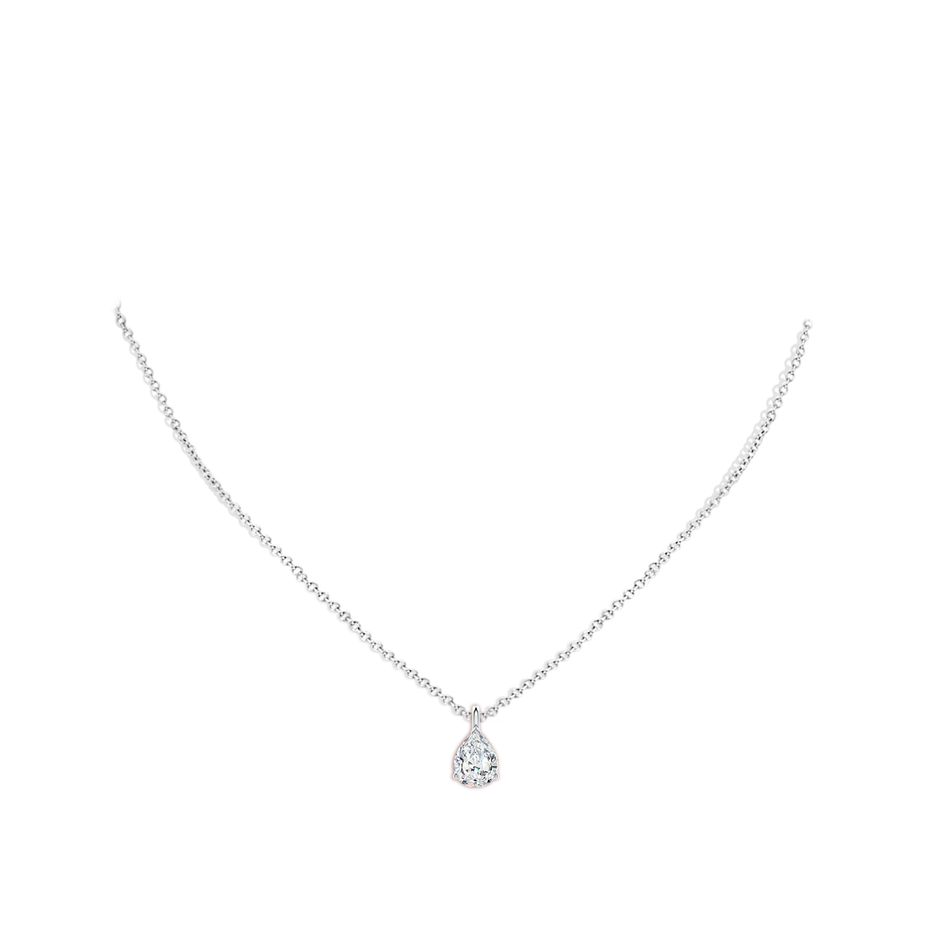 9x5.5mm FGVS Lab-Grown Solitaire Pear Diamond Classic Pendant in P950 Platinum pen