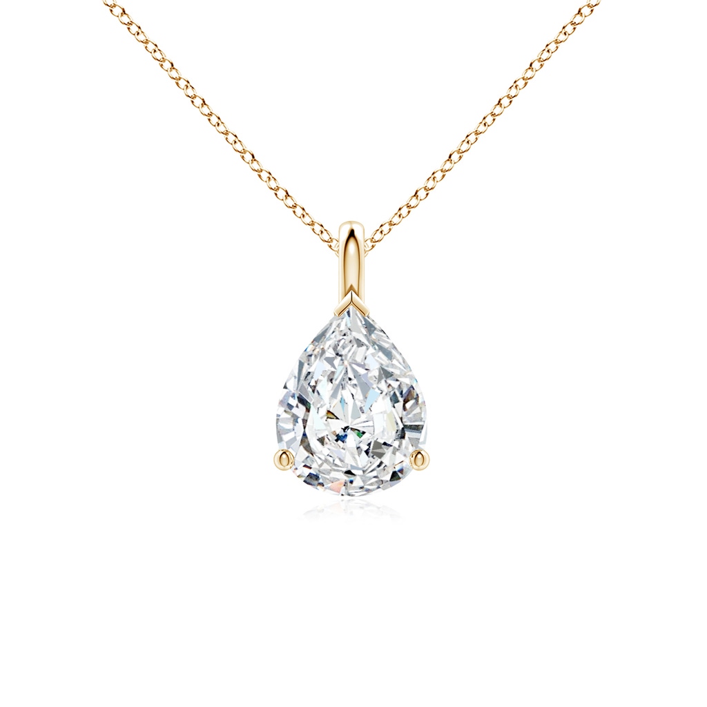 9x5.5mm FGVS Lab-Grown Solitaire Pear Diamond Classic Pendant in Yellow Gold