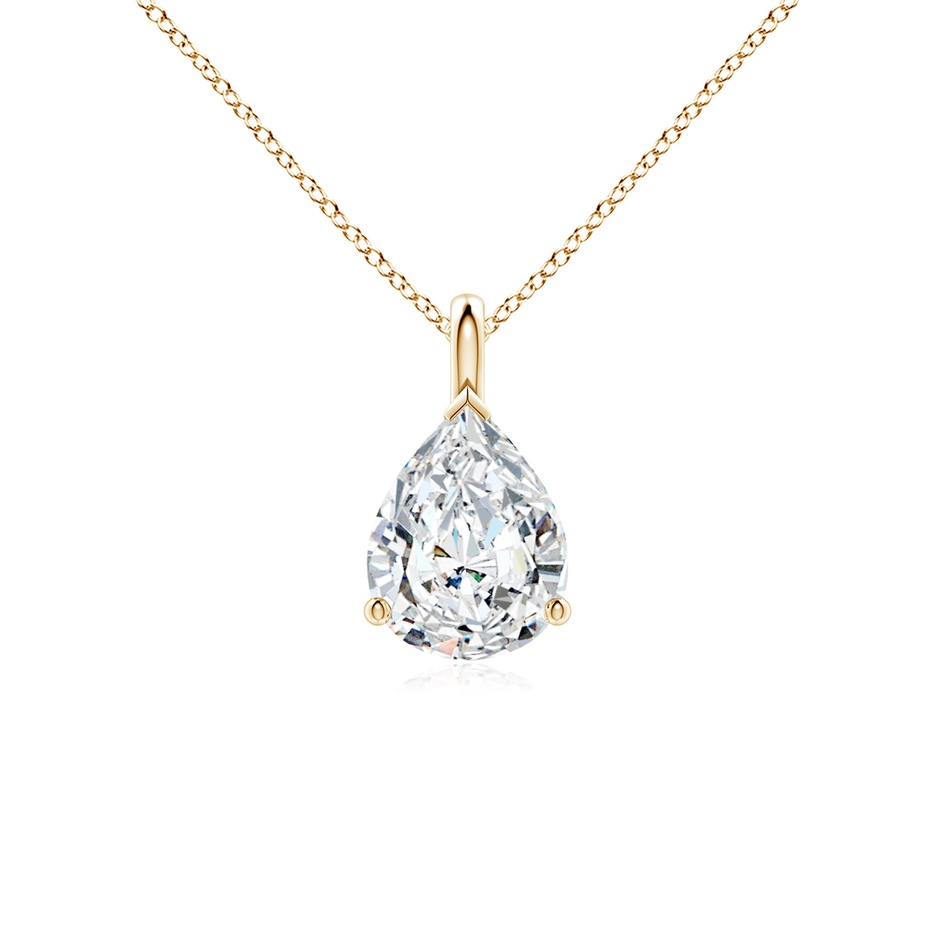 9x5.5mm FGVS Lab-Grown Solitaire Pear Diamond Classic Pendant in Yellow Gold 