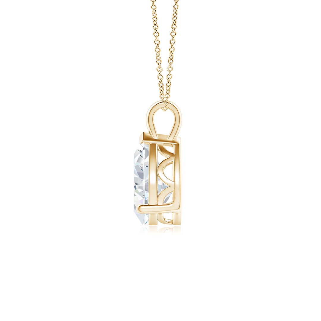 9x5.5mm FGVS Lab-Grown Solitaire Pear Diamond Classic Pendant in Yellow Gold - side 3
