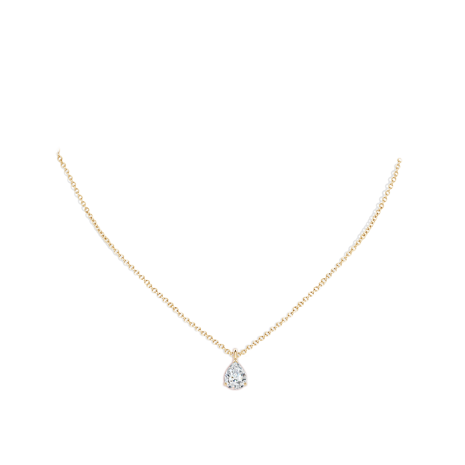 9x5.5mm FGVS Lab-Grown Solitaire Pear Diamond Classic Pendant in Yellow Gold pen