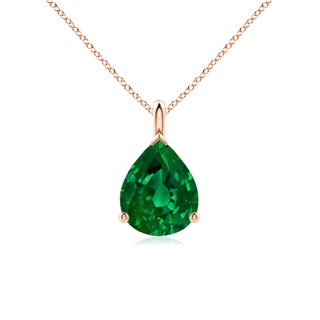 10x8mm Labgrown Lab-Grown Solitaire Pear Emerald Classic Pendant in Rose Gold