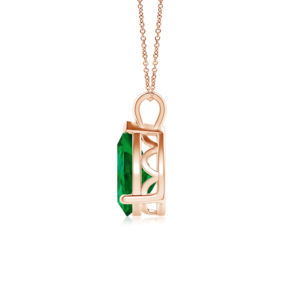 10x8mm Labgrown Lab-Grown Solitaire Pear Emerald Classic Pendant in Rose Gold - side 199