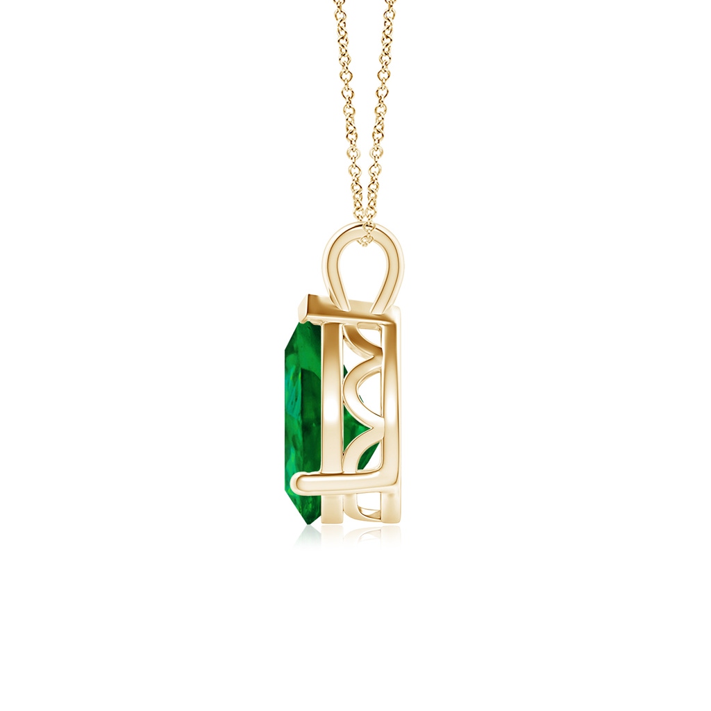 10x8mm Labgrown Lab-Grown Solitaire Pear Emerald Classic Pendant in Yellow Gold - side 199