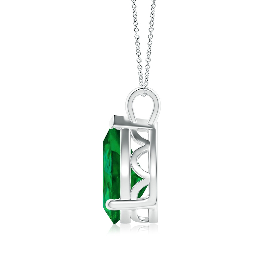 12x10mm Labgrown Lab-Grown Solitaire Pear Emerald Classic Pendant in 18K White Gold side 199