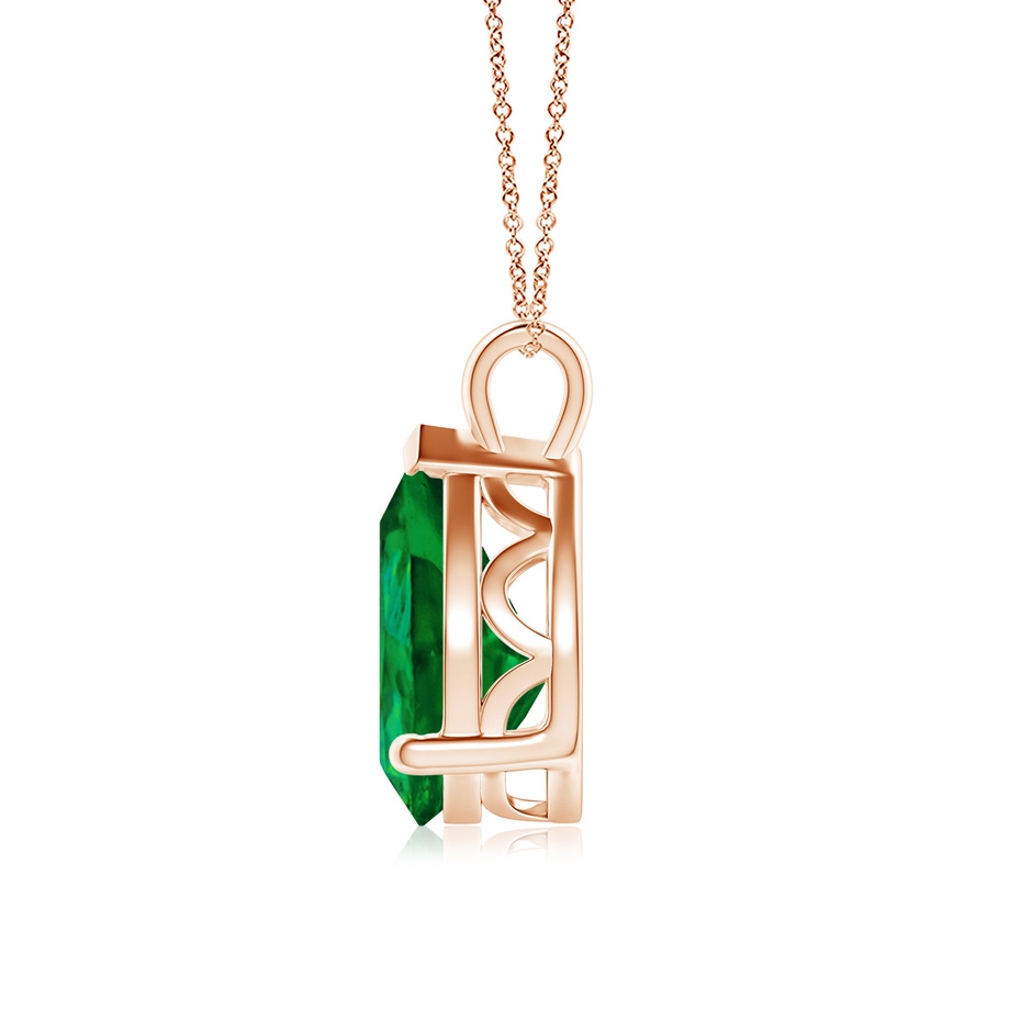 12x10mm Labgrown Lab-Grown Solitaire Pear Emerald Classic Pendant in Rose Gold side 199