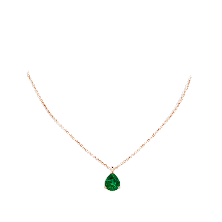 12x10mm Labgrown Lab-Grown Solitaire Pear Emerald Classic Pendant in Rose Gold pen